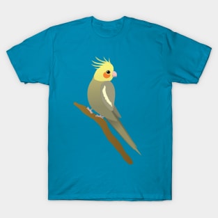A grey cockatiel perched on a branch T-Shirt